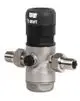 Edelstahl Druckminderer mit Kappe und Anschlussgewinden, in der Mitte ein Einstellmechanismus. BWT-Logo oben auf dem Produkt sichtbar.